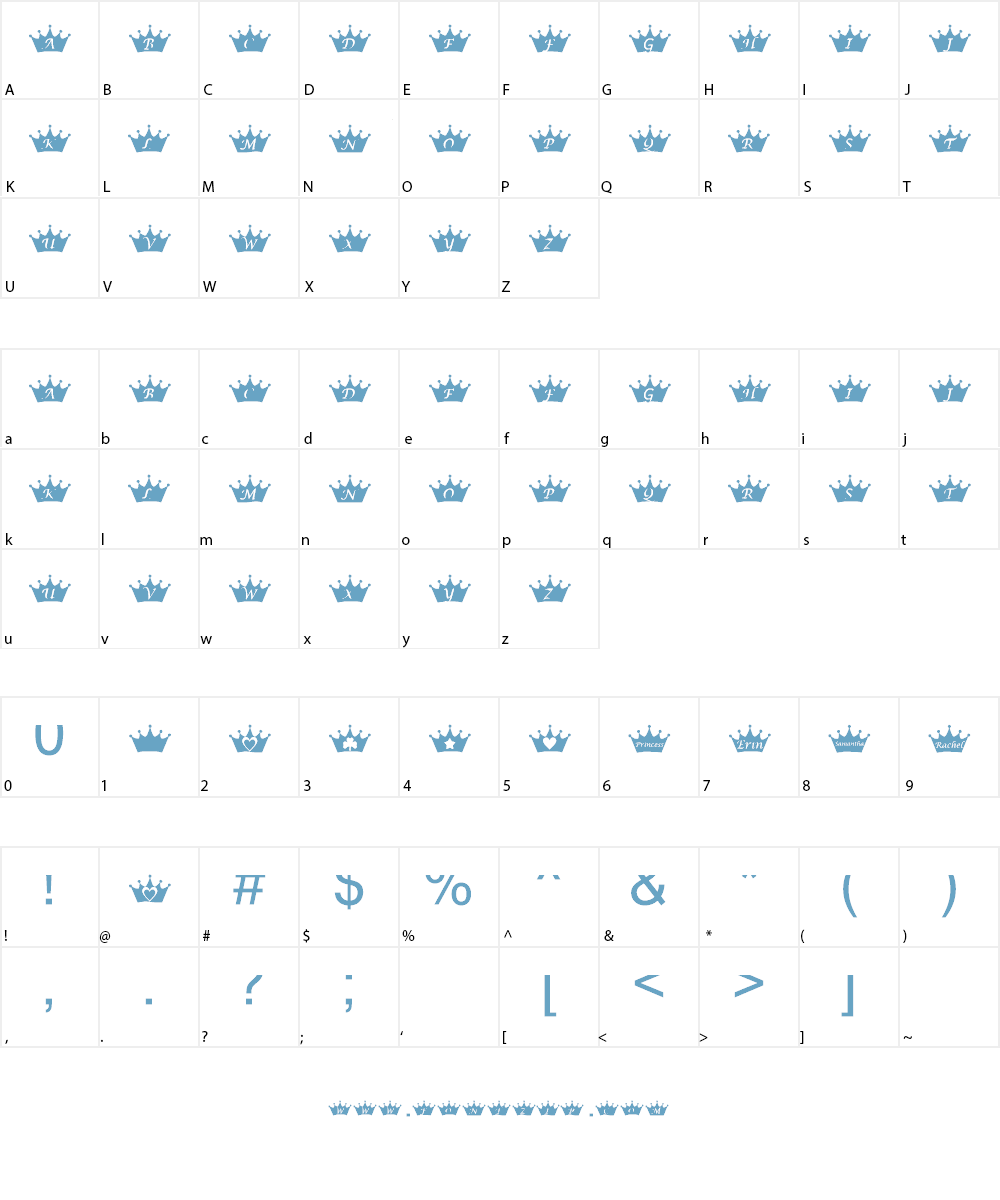 KR PRincEsS Font Character